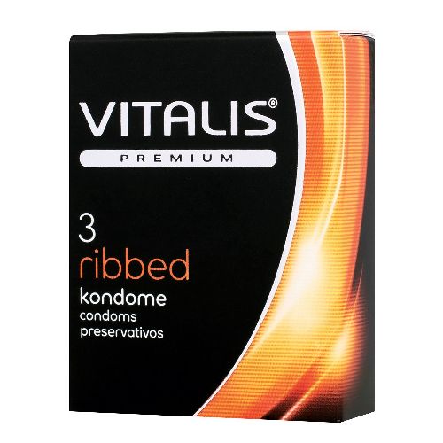 Презервативы VITALIS PREMIUM № 3 ribbed - ребристые (ширина 52 мм)