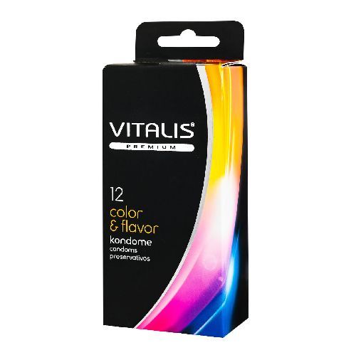 Презервативы VITALIS PREMIUM № 12 color & flavor - цветные, ароматизированные (ширина 53 мм)